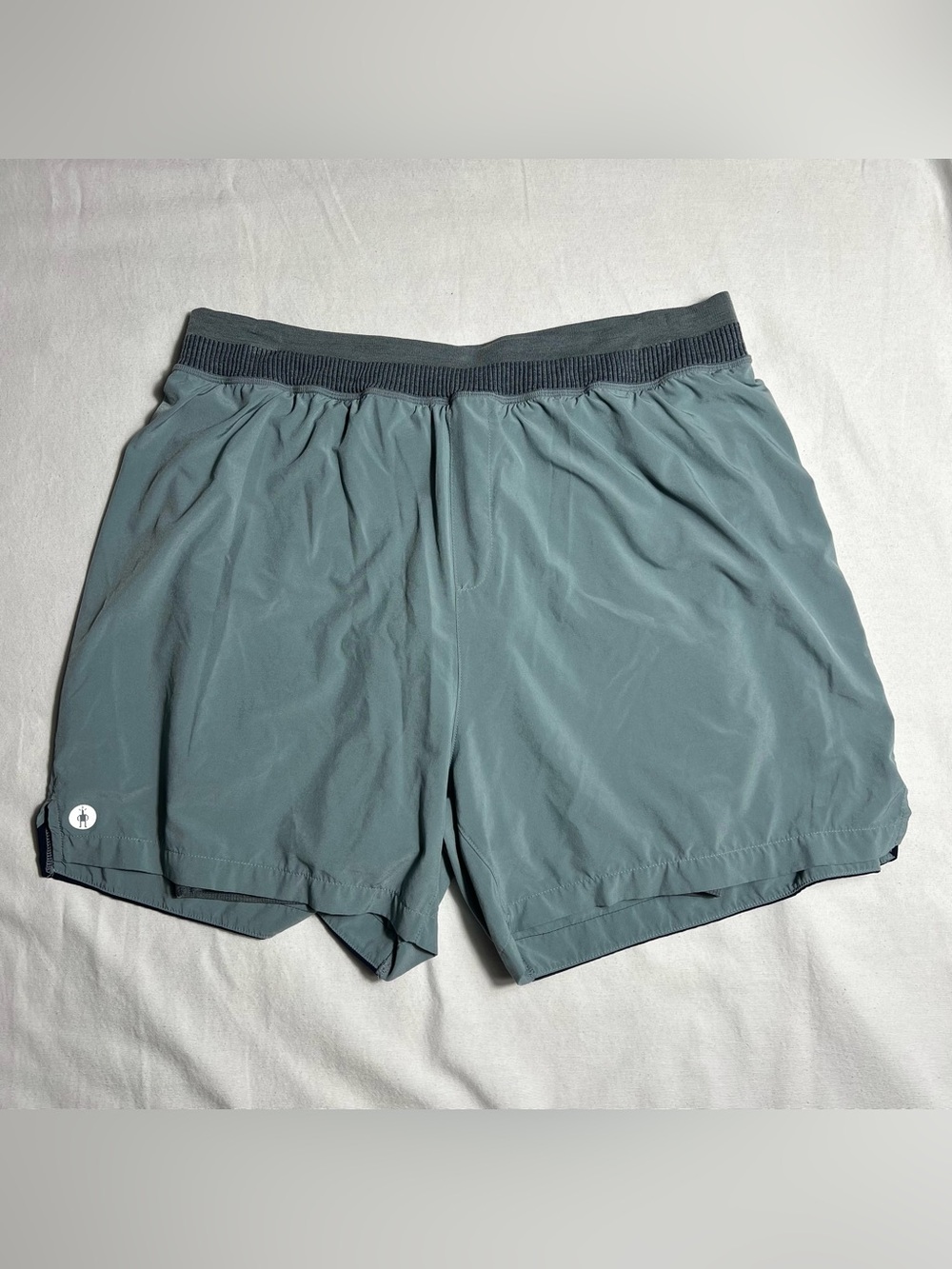 Smartwool Intraknit Active Lined Shorts Blue Gray Merino Wool Running Mens XL